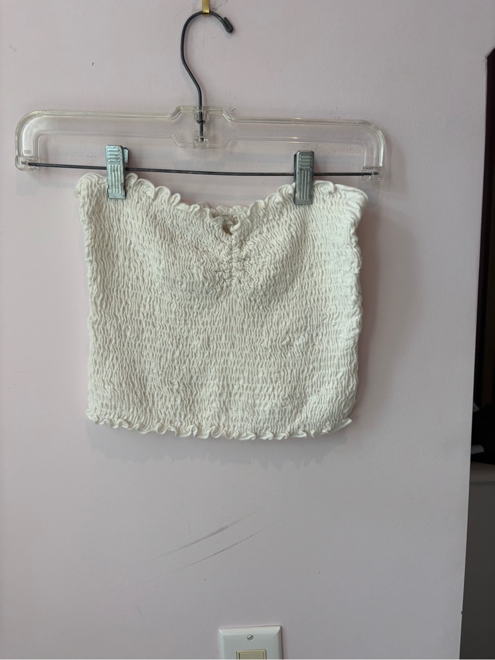 Urban Outfitters Cream Smocked Strapless Tube Top